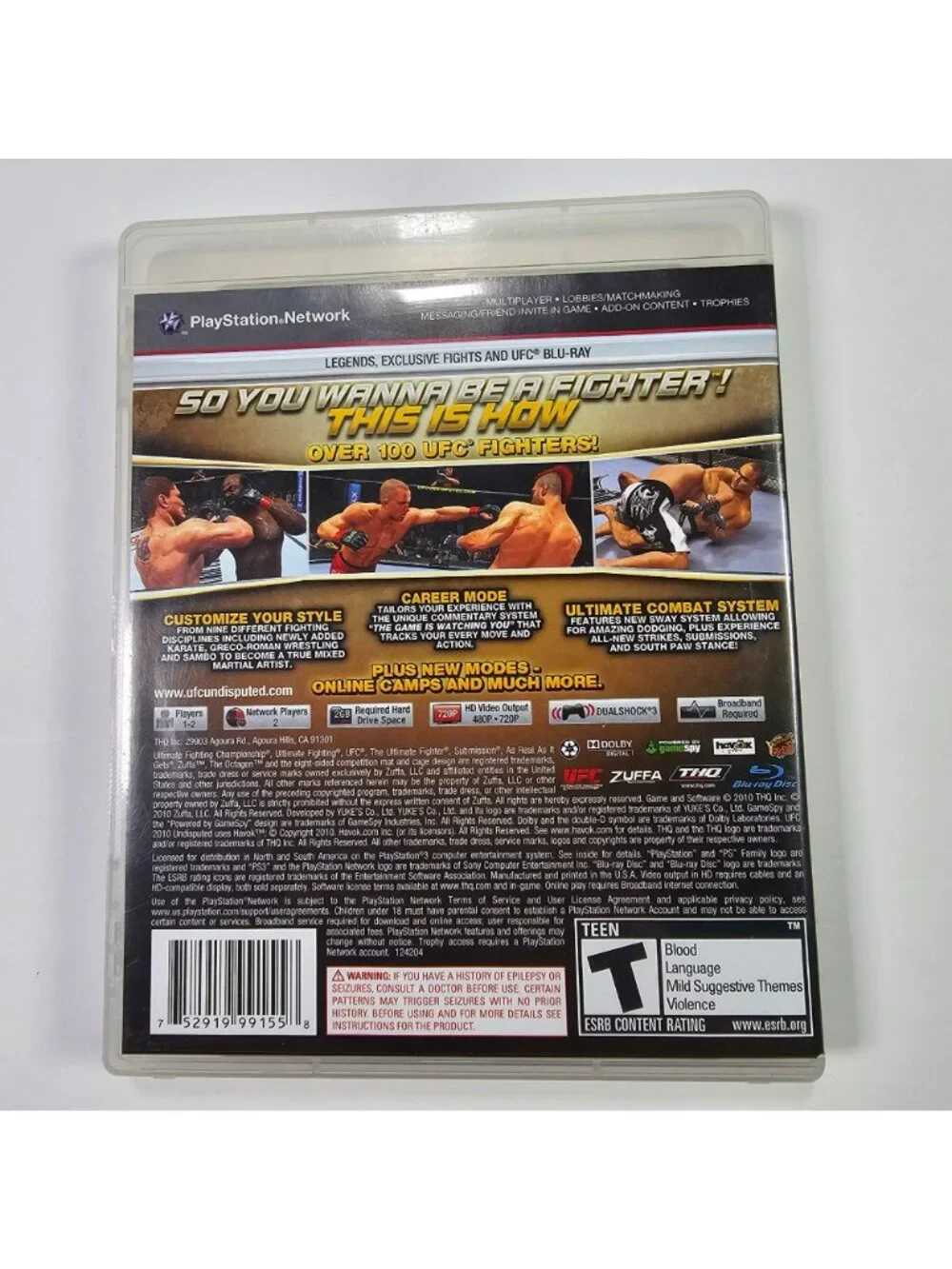 UFC Undisputed 2010 (Sony Playstation 3) PS3 Game Complete With Manual